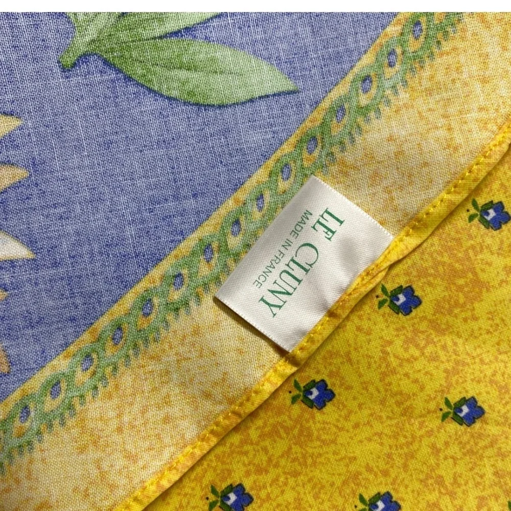 Le Cluny French Provencal Round Tablecloth Sunflower Olive Yellow Blue 70 Inch